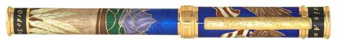 David Oscarson America the Beautiful Sapphire Blue Gold Vermeil  Fountain Pen